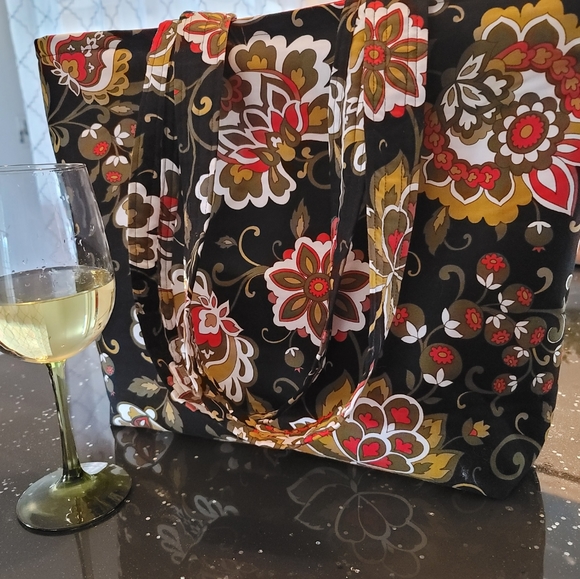 Handmade Large Cotton Bag Black and Red - Picture 1 of 2